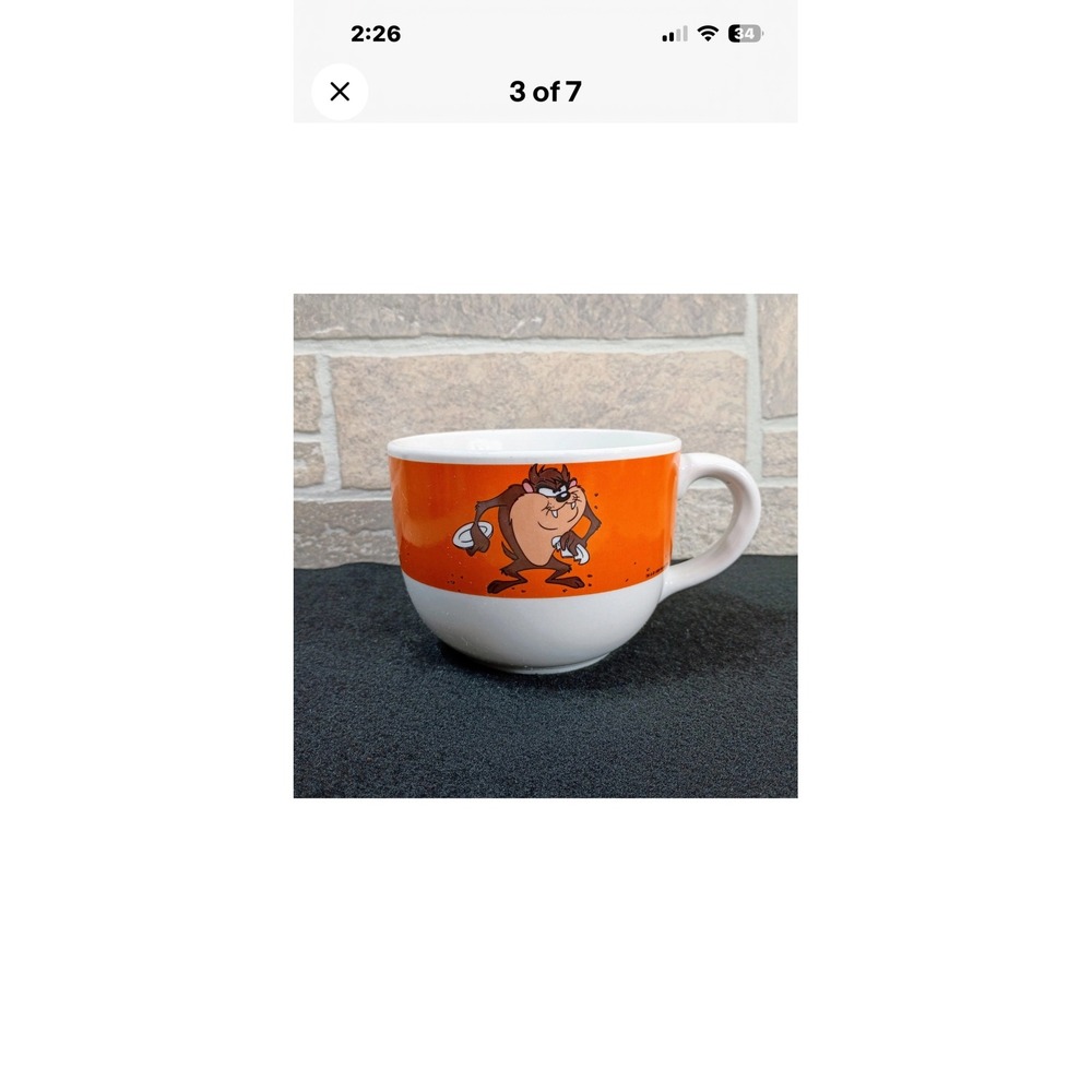 Vintage 1999 Looney Tunes Taz Tasmanian Devil Gibson Ceramic Soup Coffee Mug